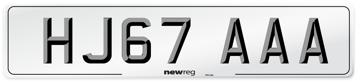 HJ67 AAA Number Plate from New Reg